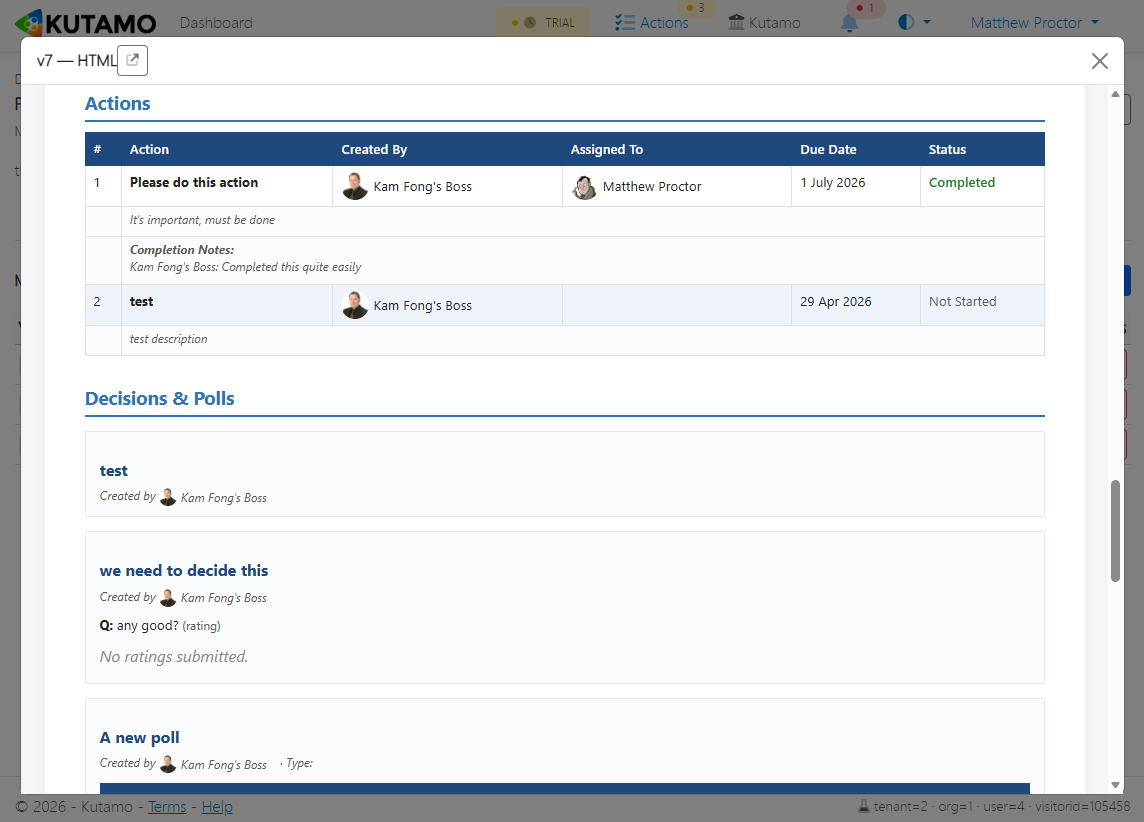 Export menu - download PDF, Word, send via email, copy links